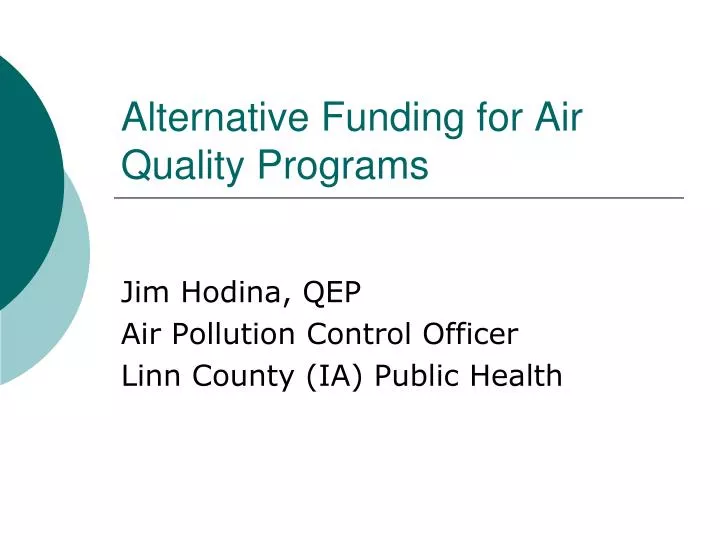 alternative funding for air quality programs