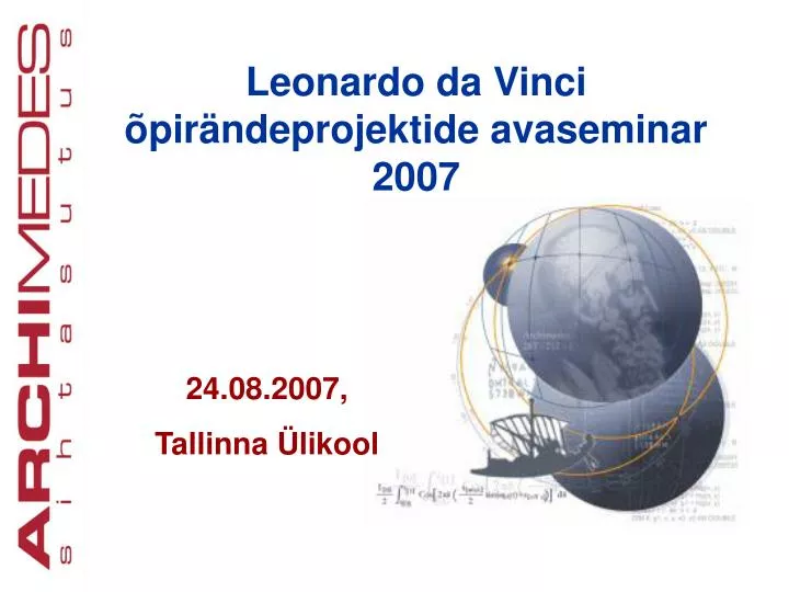 leonardo da vinci pir ndeprojektide avaseminar 2007