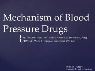 Mechanism of Blood Pressure Drugs