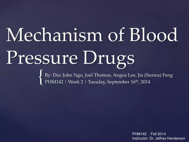 mechanism of blood pressure drugs