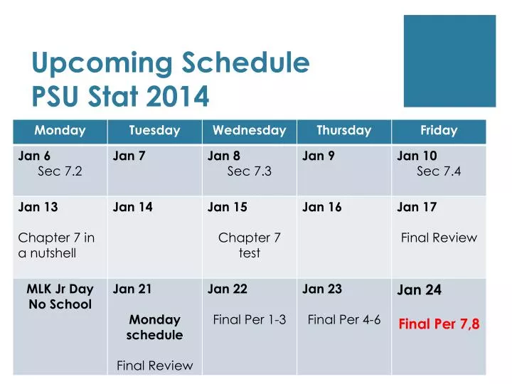 upcoming schedule psu stat 2014