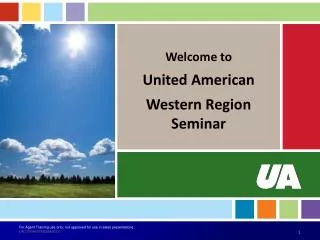 Welcome to United American Western Region Seminar