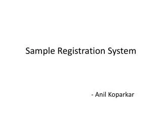 Sample Registration System