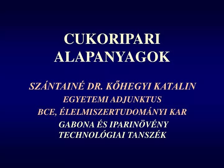 cukoripari alapanyagok