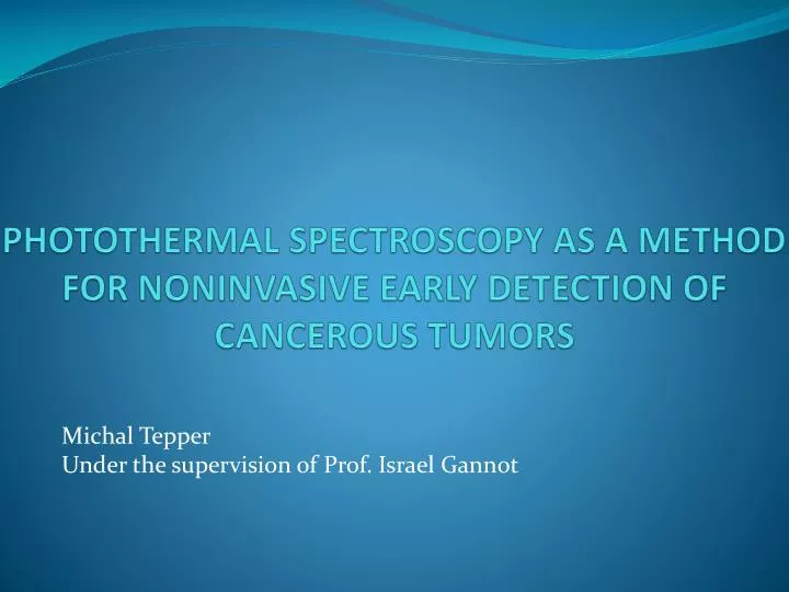 photothermal spectroscopy as a method for noninvasive early detection of cancerous tumors
