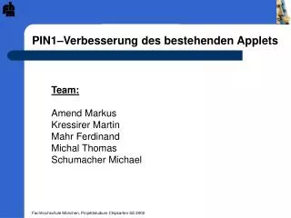 pin1 verbesserung des bestehenden applets