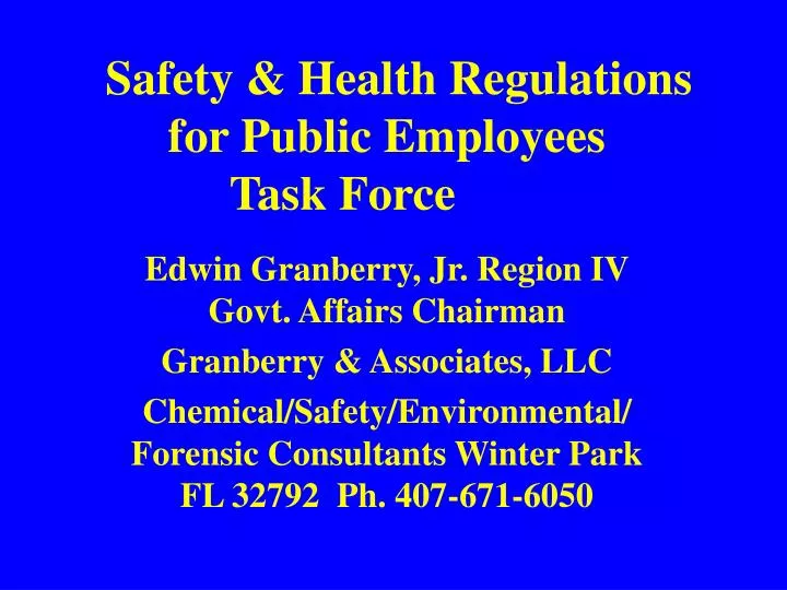 safety health regulations for public employees task force