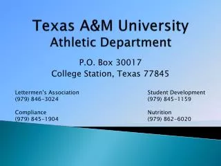 Texas A&amp;M University Athletic Department