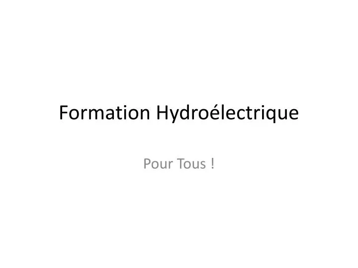 formation hydro lectrique