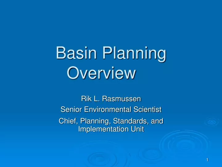 basin planning overview