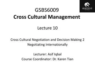 GSBS6009 Cross Cultural Management