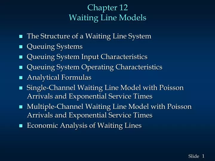 chapter 12 waiting line models