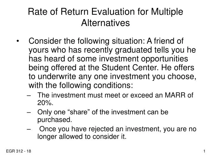 rate of return evaluation for multiple alternatives