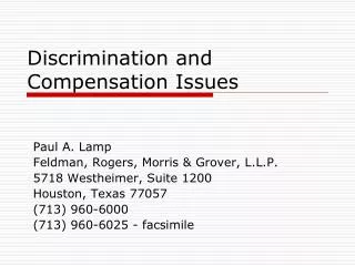Discrimination and Compensation Issues
