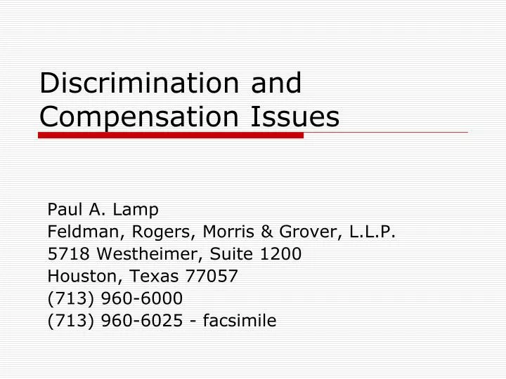 discrimination and compensation issues