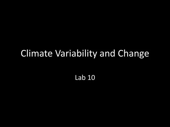 climate variability and change
