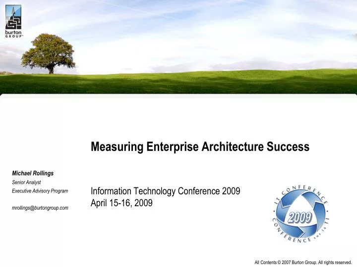 measuring enterprise architecture success information technology conference 2009 april 15 16 2009