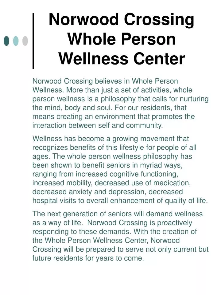norwood crossing whole person wellness center