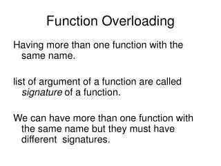 Function Overloading