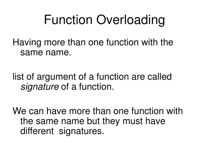 function overloading