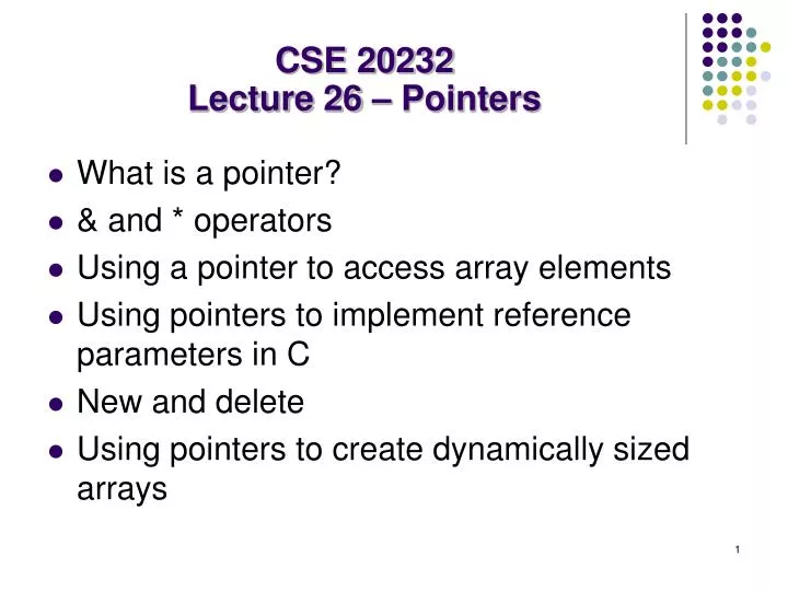 cse 20232 lecture 26 pointers