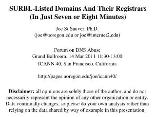SURBL-Listed Domains And Their Registrars (In Just Seven or Eight Minutes)