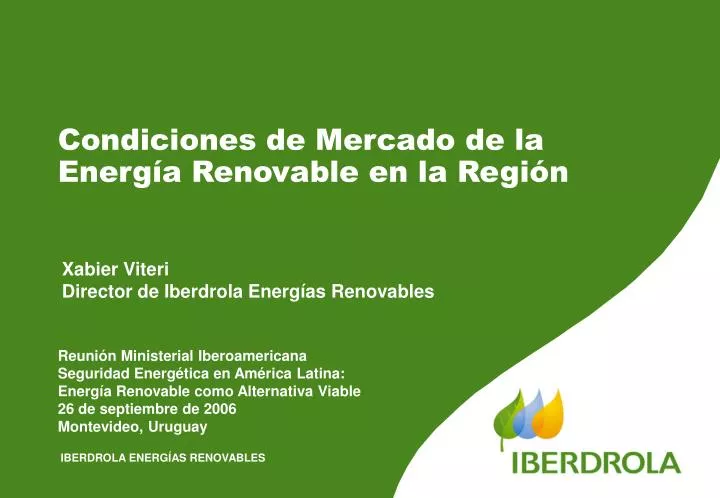 condiciones de mercado de la energ a renovable en la regi n