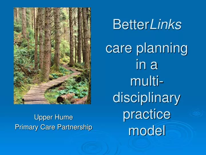 better links care planning in a multi disciplinary practice model
