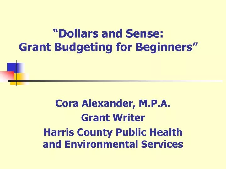dollars and sense grant budgeting for beginners