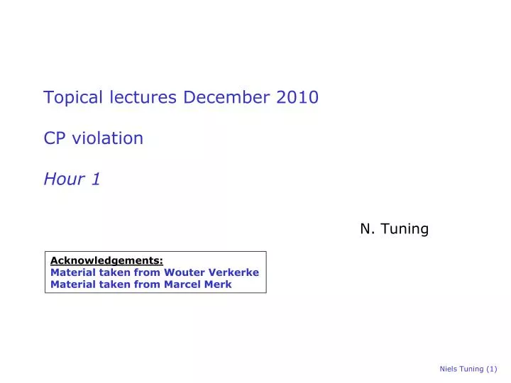 topical lectures december 2010 cp violation hour 1
