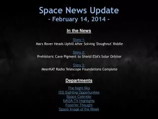 Space News Update - February 14, 2014 -