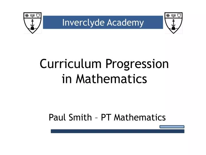 curriculum progression in mathematics