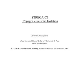 STREGA-C3 Cryogenic Seismic Isolation