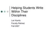 Helping Students Write Within Their Disciplines