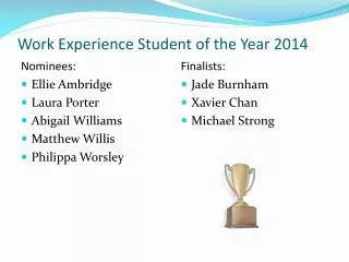 Work Experience Student of the Year 2014