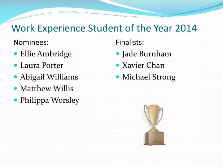 work experience student of the year 2014