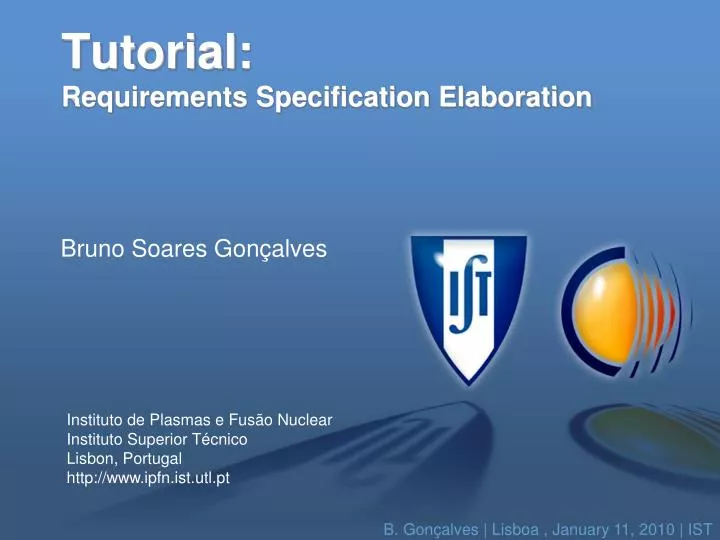tutorial requirements specification elaboration