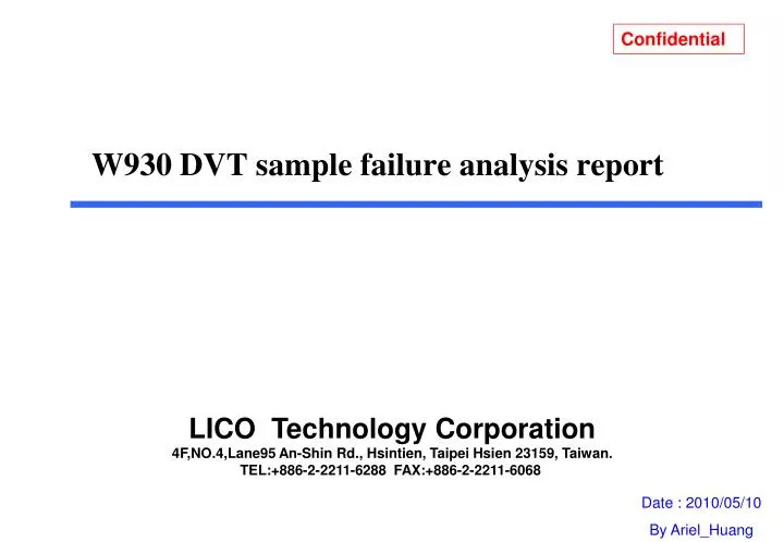w930 dvt sample failure analysis report