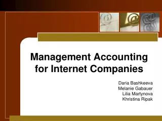 Management Accounting for Internet Companies