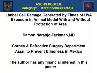 ASCRS POSTER Category:	Keratoconus/Ectasia