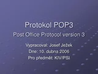 protokol pop3 post office protocol version 3
