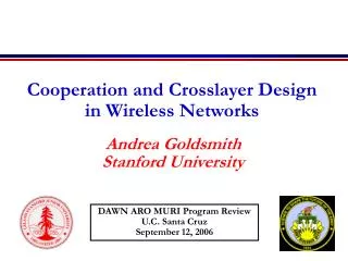 Cooperation and Crosslayer Design in Wireless Networks