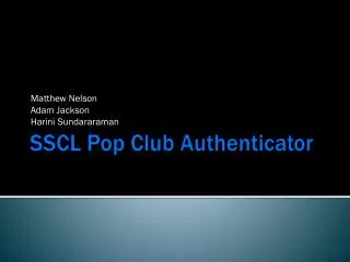 SSCL Pop Club Authenticator