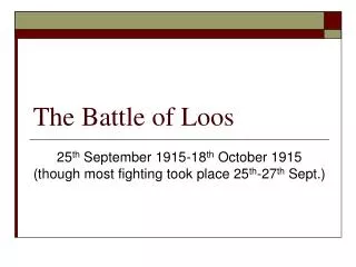 The Battle of Loos