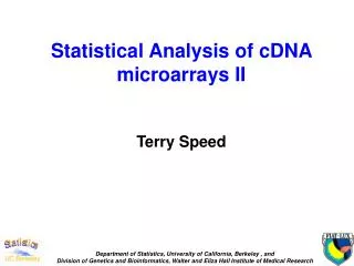 Statistical Analysis of cDNA microarrays II