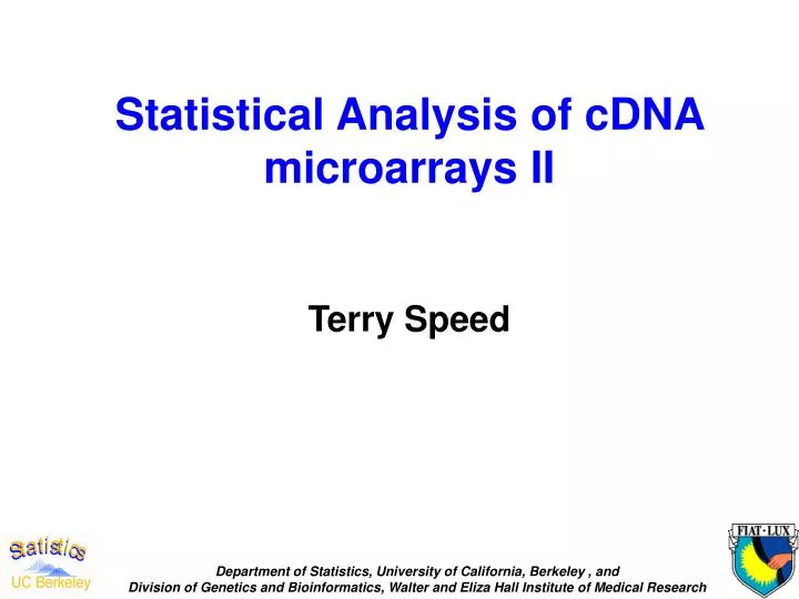 statistical analysis of cdna microarrays ii