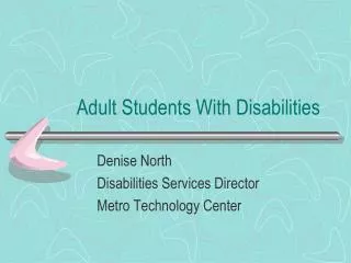 Adult Students With Disabilities