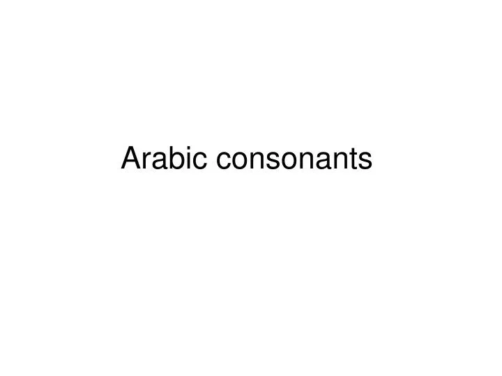 arabic consonants