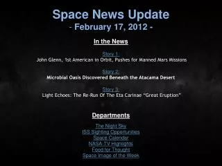 Space News Update February 17, 2012 -