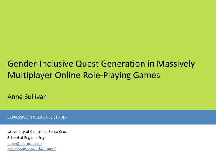 gender inclusive quest generation in massively multiplayer online role playing games anne sullivan